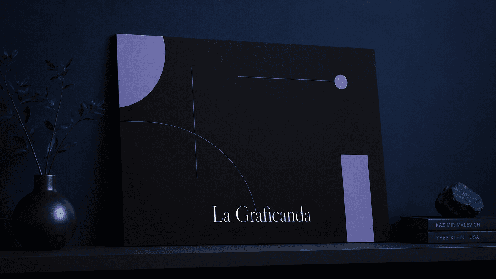 Print art su scaffale di studio